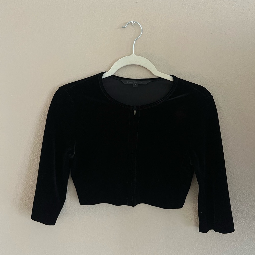 GUESS Collection Black Velvet cardigan— Style G9477334 (Size M, Made in USA)